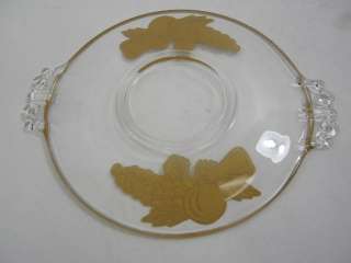 DESIGNER 22 Karat Gold Glass Small Antique Dish Plate  