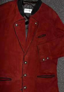 LEATHER RED German Designer Women Over Coat JACKET 16 L  