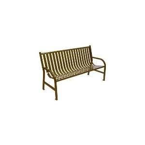   in Outdoor Slatted Flat Bar Bench w/ Anchor Kit, Brown