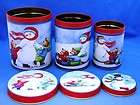 Round Candy Cookie Tins Xmas Snowman & Bears #24211