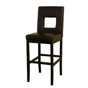  Wholesale Interiors Dark Brown Leather Bar Stool with Cut 