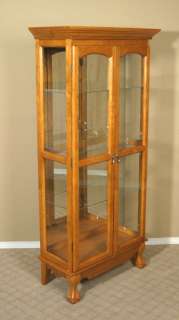 Oak Chippendale Curio Cabinet Hutch  