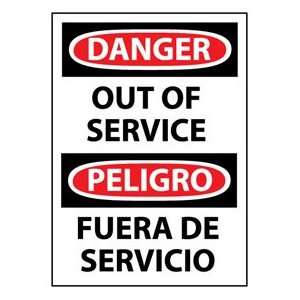 Bilingual Aluminum Sign   Danger Out Of Service  