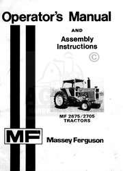 Massey Ferguson MF 2675 & 2705 Tractor Operator Manual  