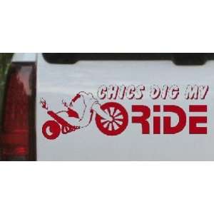 Red 36in X 12.3in    Chics Dig My Ride Funny Car Window Wall Laptop 