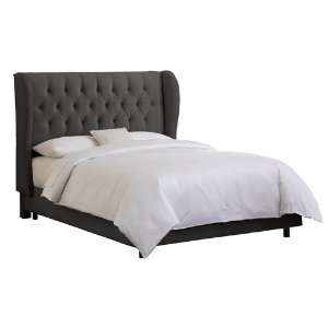  Skyline Furniture Tufted Wingback Bed in Velvet Black 