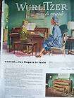 1947 Antique Wurlitzer Boy Playing Piano Color Ad