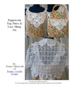   Peppercorn Lace Shrug, Top & Matching Purse Crochet 