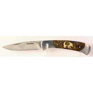  Browning Burl Wood Knife with Custom Maple Wood Bear Inlay 