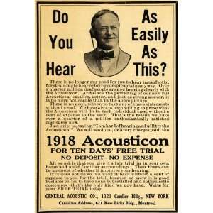   Ad General Acoustic Hearing Health Acousticon Ear   Original Print Ad