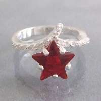 Star Crown Wrap Blue CZ Sterling Silver Ring 8.5
