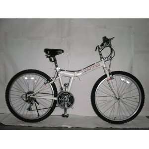 26 Alloy Folding Bike 18 Shimano Speed White Sports 