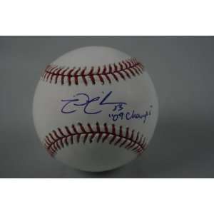 Nick Swisher Signed Baseball   09 Champs Oml Psa