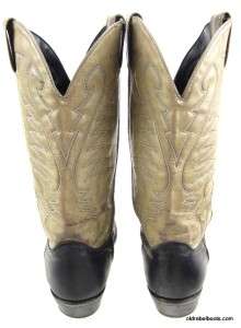   USA Made Laredo Black & Cream Cowboy Boots Wing Stitch Men 10.5  