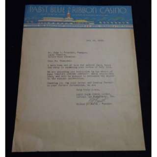 1933 CENTURY OF PROGRESS CHICAGO Pabst Beer Blue Ribbon Casino 