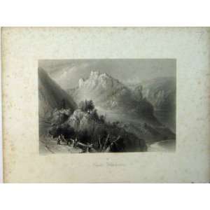  View Castle Wildenstein Mountain Scene Engraving Print 