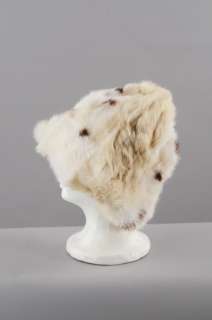 VINTAGE 60s White Spotted FUR Snow Bunny Winter Bell Shapped Couture 