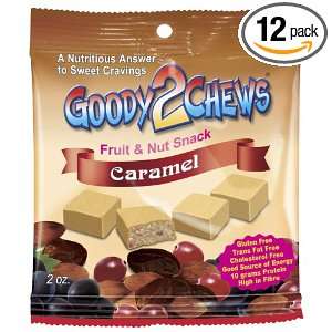  Goody2Chews Fruit & Nut Snack, Caramel, 2 Ounce Bags (Pack 