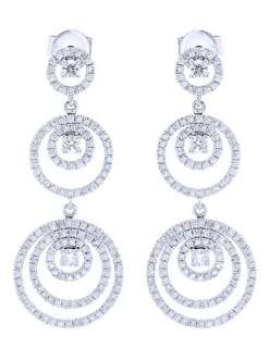 00 Ct Round Cut Diamond Anniversary Dangle Earrings On 14K Solid 