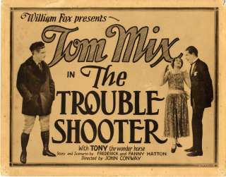 TOM MIX 1924 TROUBLE SHOOTER Vintage Movie TITLE Card  