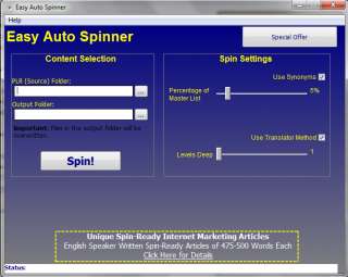 Just give Easy Auto Spinner a folder that contains PLR text files 