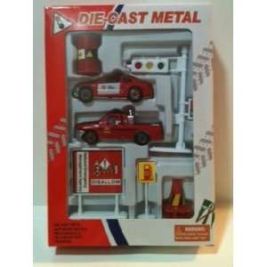  Die Case Metal Fire Truck and Car Play Set Toys & Games