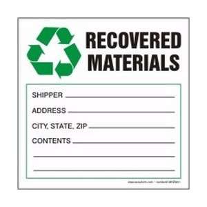 Hazardous Waste Labels RECOVERED MATERIALS  w/graphic 6 x 6 (QTY 