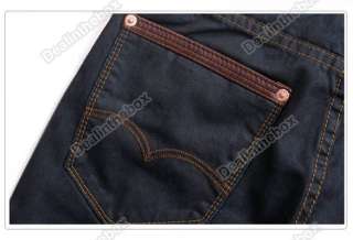 Mens Slim Fit Japanese Classic Straight Denim Jeans Trousers Dark 
