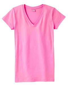 LAT Ladies Junior V Neck Longer Length T Shirt 3607  