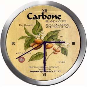  CARBONE 14 Inch Coffee Metal Clock Quartz Movement 