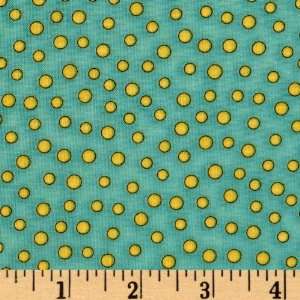  44 Wide Hip Happy Dots Teal/Yellow Fabric By The Yard 