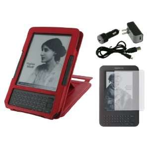  (Red) Leather Case Cover with 22 Angle Adjustable Stand/ USB Data 