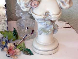 sHaBbY OLD FRENCH CHIC WOMAN BUST MANTLE STATUE*~  