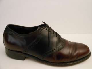 VTG Florsheim Shoe Two Tone Leather Saddle Oxfords sz 8 3E  