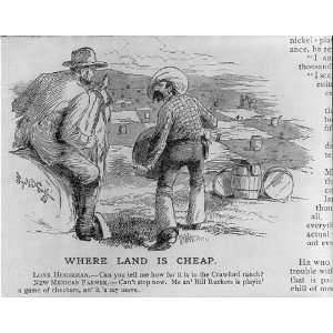  Where land is cheap,New Mexican farmer,1890,cartoon