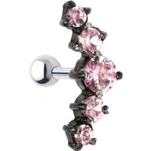   Silver 925 Black Pink Cubic Zirconia Cartilage Earring Jewelry