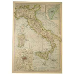  Italy Map Cavallini Papers Poster, Decorative Wrap 20 by 