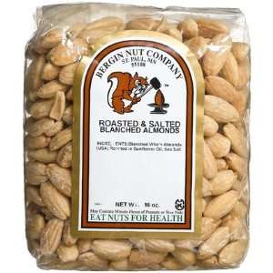 Bergin Nut Company Almonds Whole Blanched, Roasted Salted, 16 oz Bags 