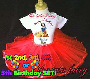   Princess Birthday Outfit set name age & red tutu 1st 2nd 3rd first 4