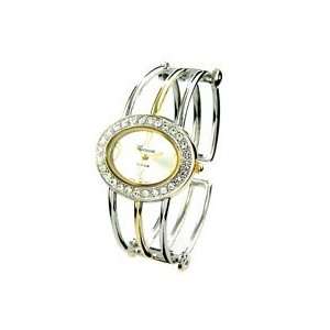   and Silver Bangle Watch with Crystals Around Face 