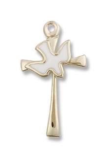 14kt Gold Cross / Holy Spirit Medal Jesus Christ  