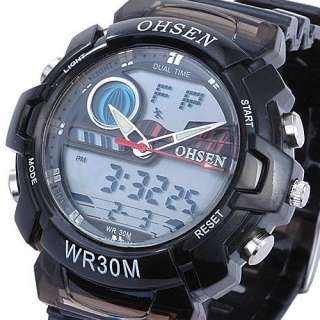 OHSEN Digital Analog Display Sport Wrist Watch Black  