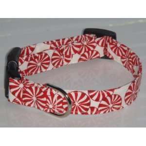  White Christmas Peppermint Candy Dog Collar Small 3/4 