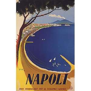 NAPOLI BAY SAILBOAT BEACH TRAVEL TOURISM EUROPE ITALY ITALIA VINTAGE 