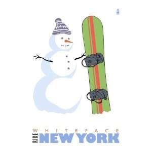  Whiteface, New York, Snowman with Snowboard Premium Poster 