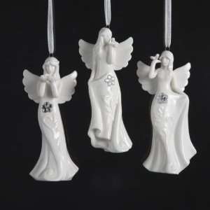  Club Pack of 12 White Porcelain Angels with Flower and 