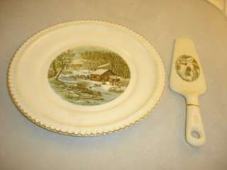 Harkerware USA currier and Ives Cake set  
