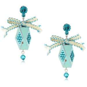    TARINA TARANTINO Tilt A Whirl Blue Folk Art Earrings Jewelry
