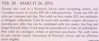 Five(5) Victorias Secret Coupon★$10 Off A Bra Purchase★In Store 