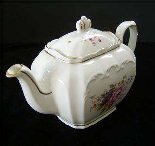 Windsor Made In England Rectangular Teapot Gold Trim  